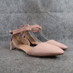 Old Navy Shoes Womens 7 Flats Lace Up Dorsay Blush Rose Fashion Faux Suede Tie